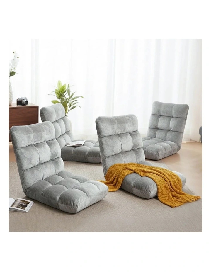Artiss 4X Lounge Sofa Bed Flannel Fabric Grey image 3