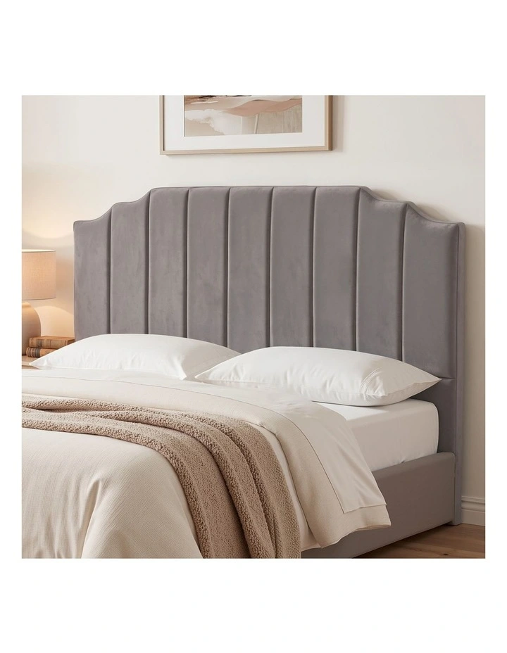 Artiss Bed Head Headboard King Velvet 183CM - Grey image 3