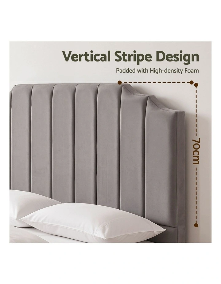 Artiss Bed Head Headboard King Velvet 183CM - Grey image 6