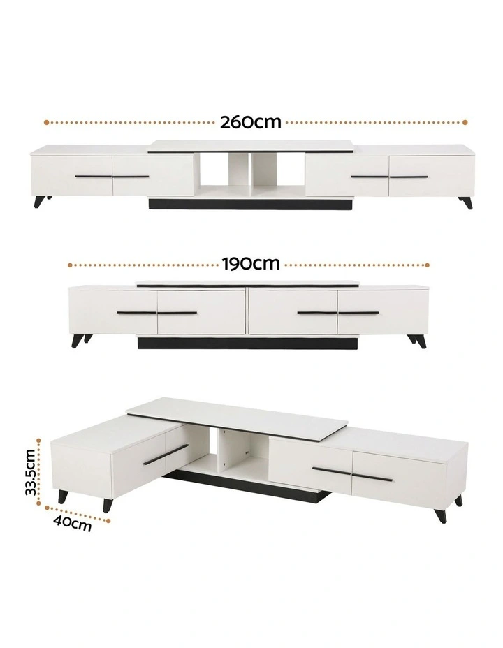 Artiss Extendable TV Cabinet Entertainment Unit Stand White image 3