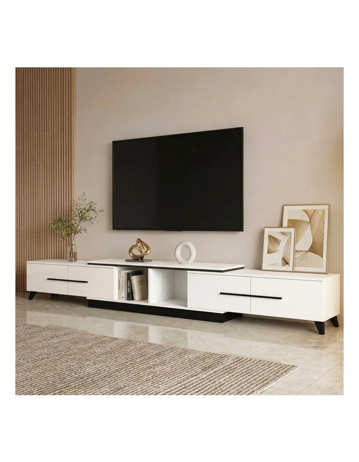 Artiss Extendable TV Cabinet Entertainment Unit Stand White image 4