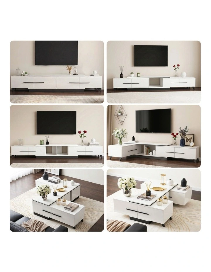 Artiss Extendable TV Cabinet Entertainment Unit Stand White image 6