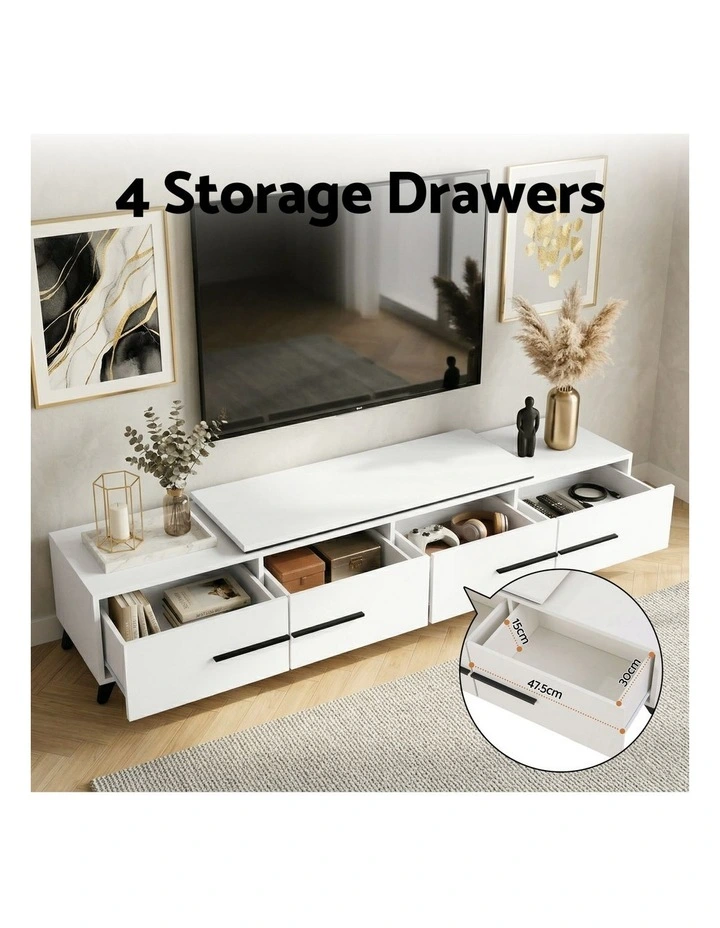 Artiss Extendable TV Cabinet Entertainment Unit Stand White image 7