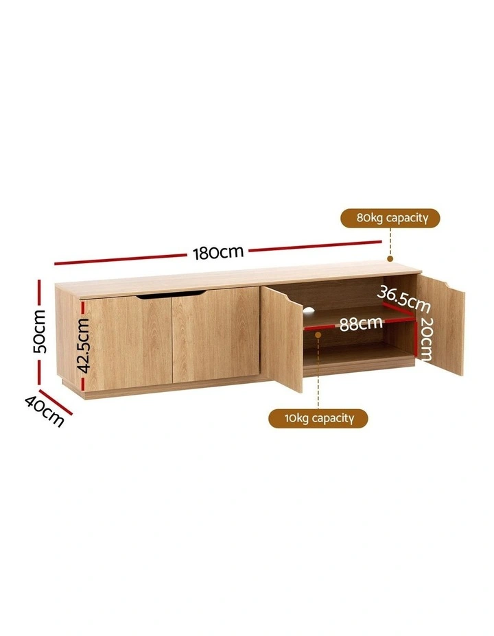Artiss TV Unit Entertainment Unit Storage Cabinet 180cm Pine image 5