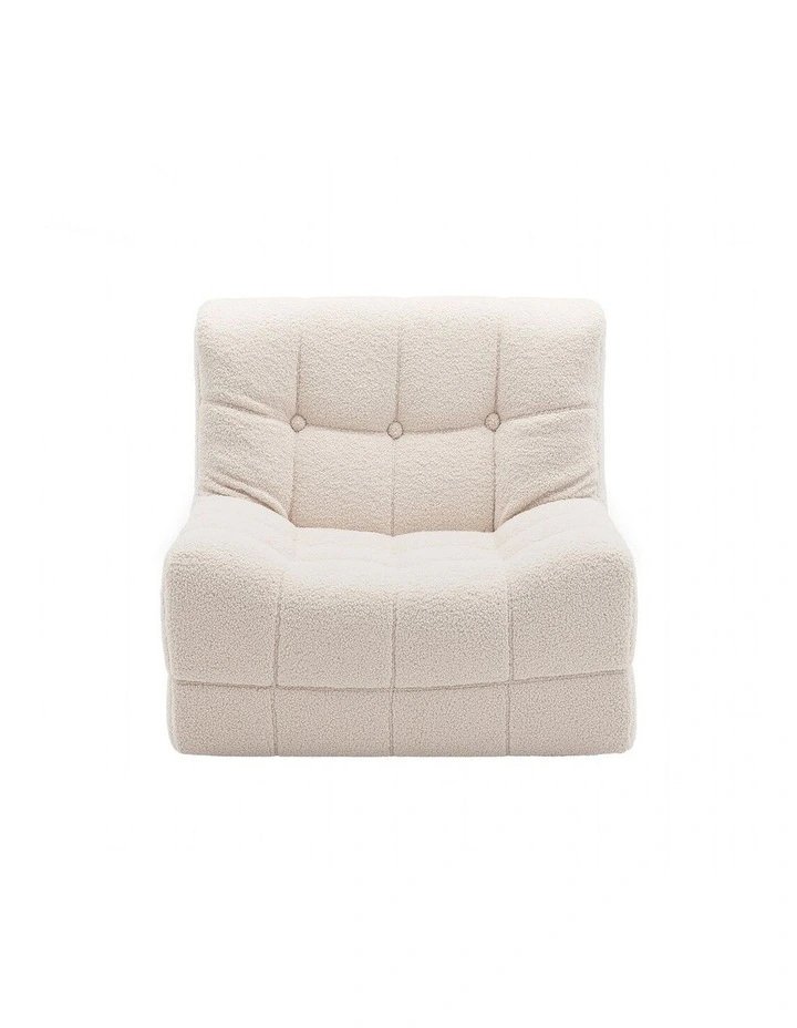 Artiss Single Small Boneless Couches for Living Room White Fabric image 3