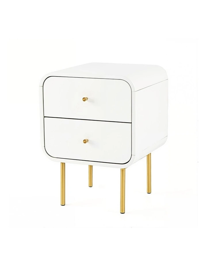 Artiss Bedside Table 2 Drawers Side End Table Nightstand White image 1
