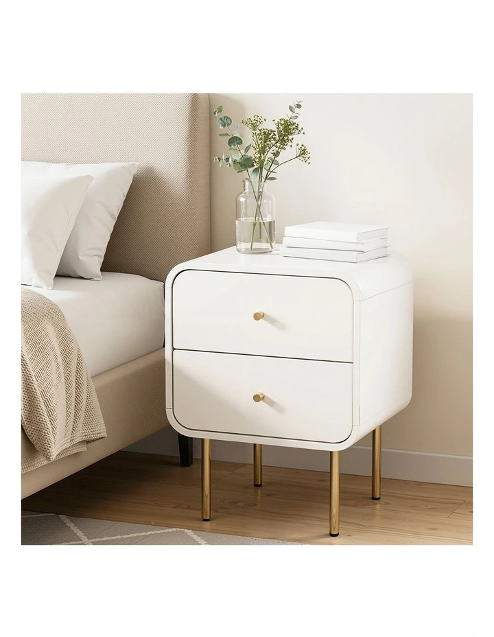 Artiss Bedside Table 2 Drawers Side End Table Nightstand White image 4