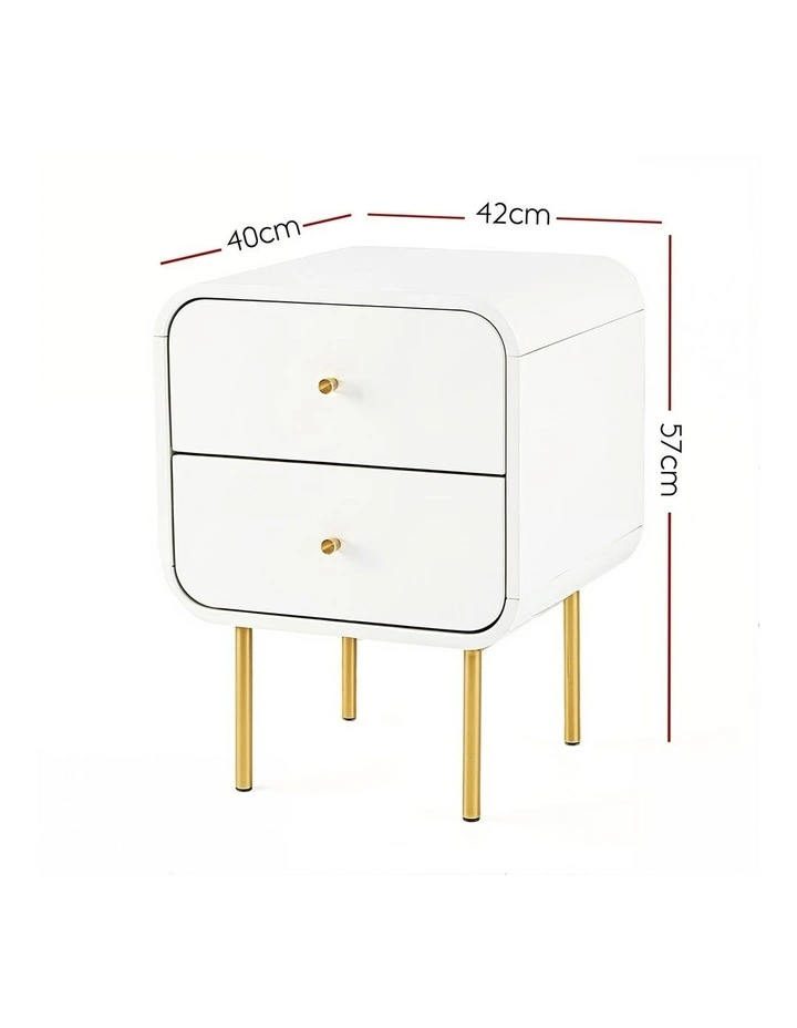 Artiss Bedside Table 2 Drawers Side End Table Nightstand White image 5
