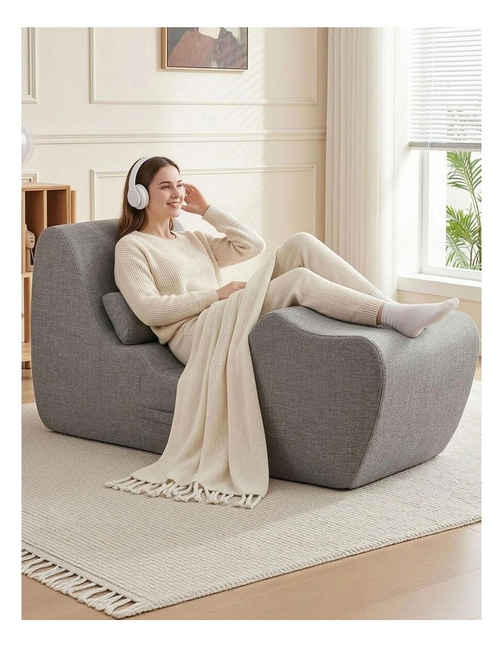 Artiss Chaise Lounge Chair Ergonomic S-Curve Floor Lounger Boneless Lounge Chairs Grey image 3