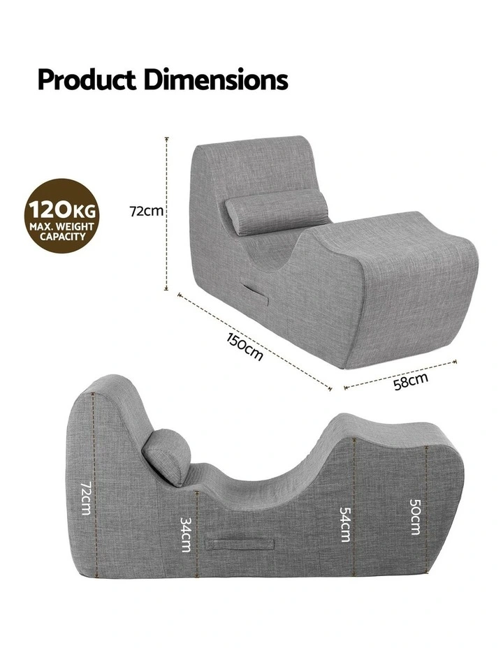 Artiss Chaise Lounge Chair Ergonomic S-Curve Floor Lounger Boneless Lounge Chairs Grey image 4