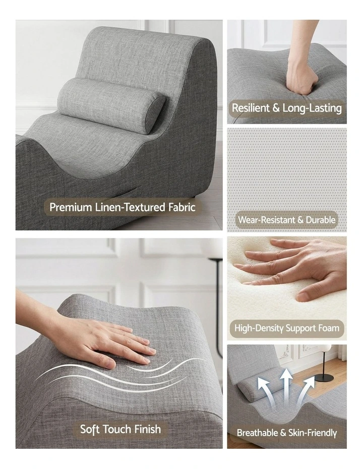 Artiss Chaise Lounge Chair Ergonomic S-Curve Floor Lounger Boneless Lounge Chairs Grey image 6