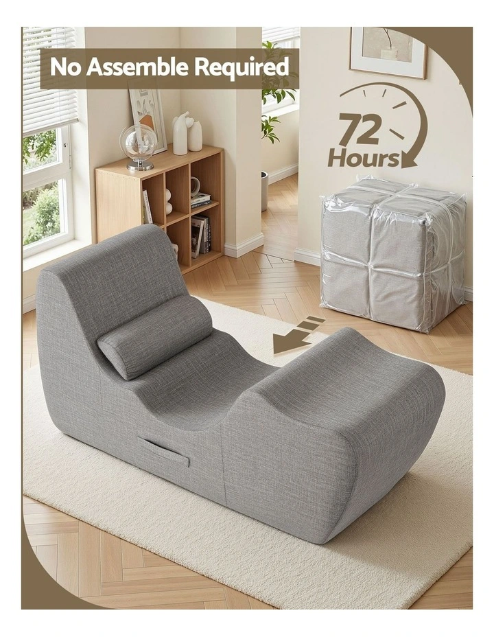 Artiss Chaise Lounge Chair Ergonomic S-Curve Floor Lounger Boneless Lounge Chairs Grey image 7
