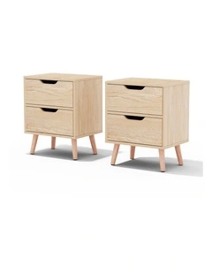 Artiss 2 x Bedside Table 2 Drawers - BODEN Pine