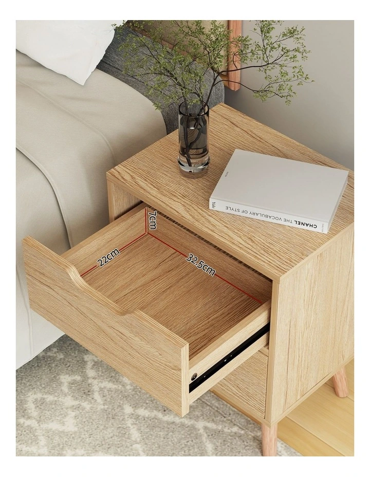 Artiss 2 x Bedside Table 2 Drawers - BODEN Pine image 5
