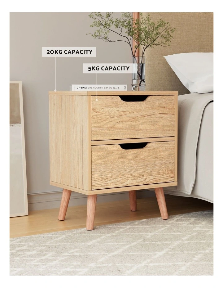 Artiss 2 x Bedside Table 2 Drawers - BODEN Pine image 6
