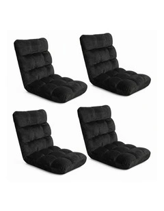 Artiss 4X Lounge Sofa Bed Flannel Fabric Black