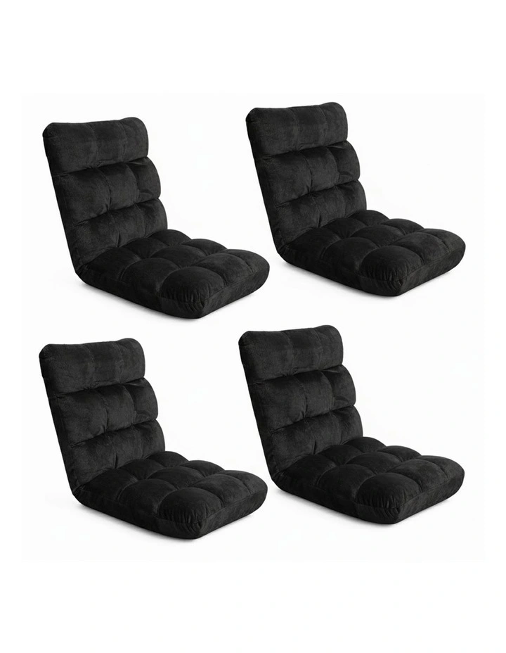 Artiss 4X Lounge Sofa Bed Flannel Fabric Black image 1