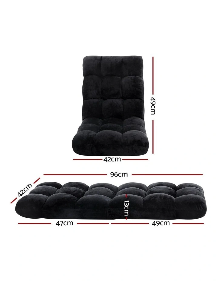 Artiss 4X Lounge Sofa Bed Flannel Fabric Black image 2