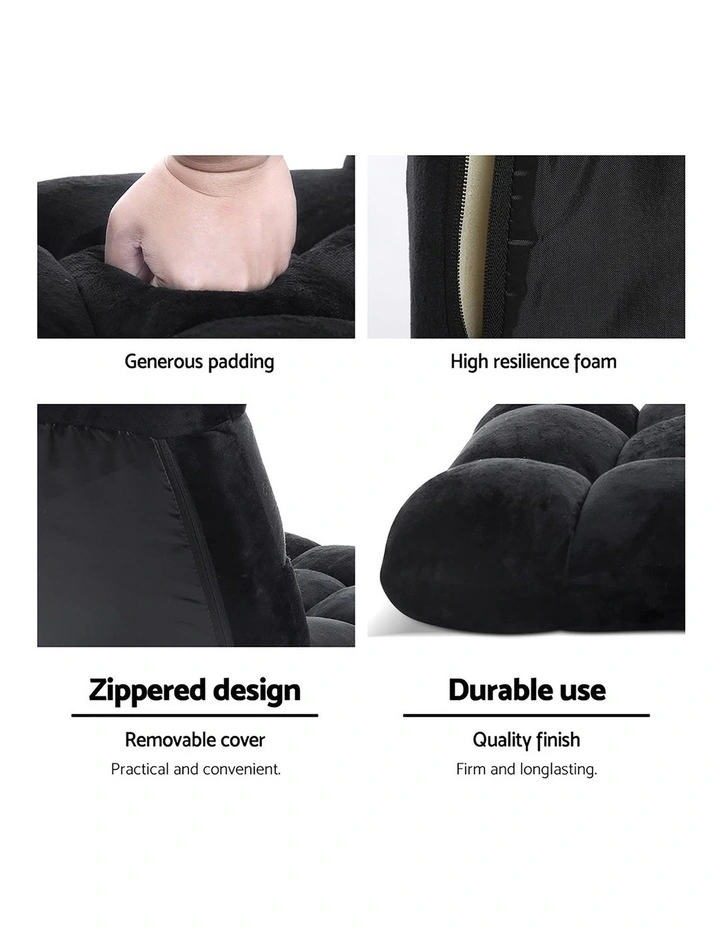 Artiss 4X Lounge Sofa Bed Flannel Fabric Black image 7
