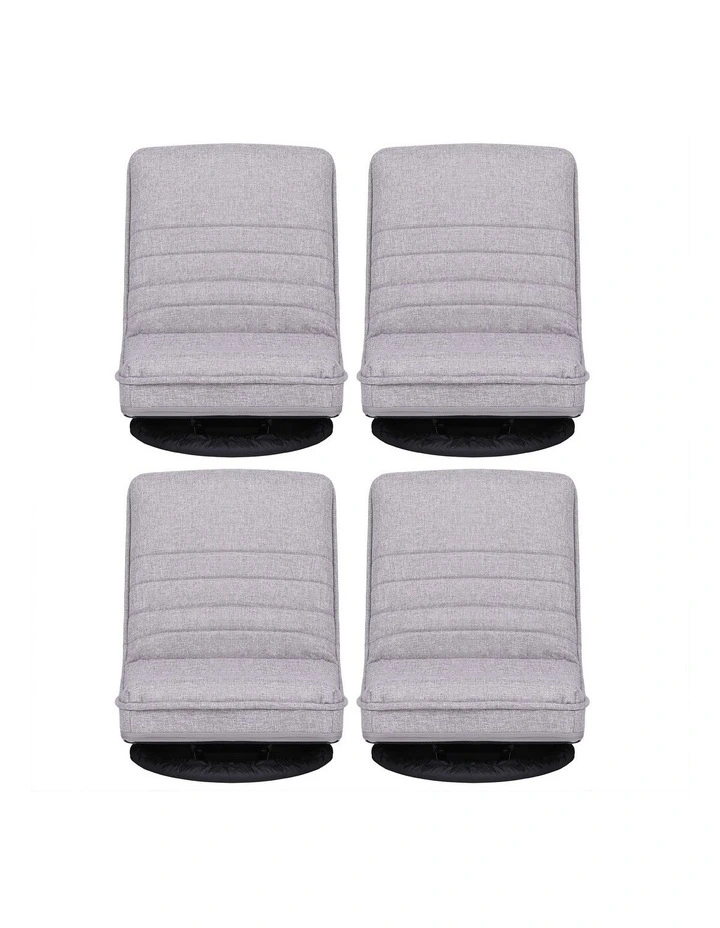 Artiss 4PCS Swivel Floor Chair 360 Adjustable Foldable Lounge Seat Floor Sofa Chair Grey image 2