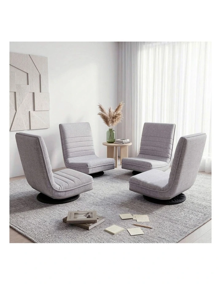 Artiss 4PCS Swivel Floor Chair 360 Adjustable Foldable Lounge Seat Floor Sofa Chair Grey image 3