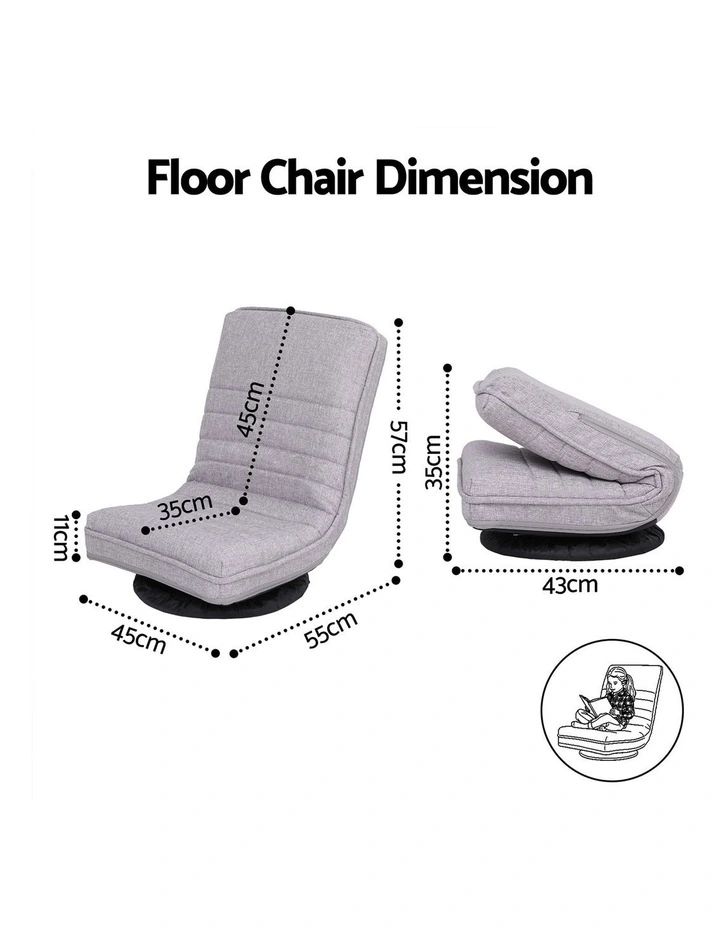 Artiss 4PCS Swivel Floor Chair 360 Adjustable Foldable Lounge Seat Floor Sofa Chair Grey image 4