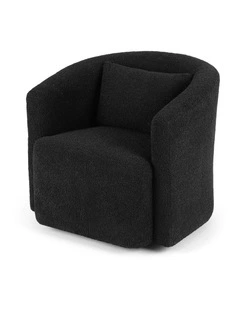Artiss Swivel Chair Round Armchair Sherpa Fleece Black