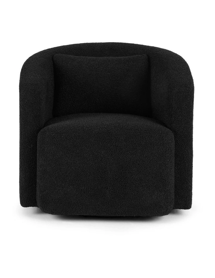 Artiss Swivel Chair Round Armchair Sherpa Fleece Black image 2