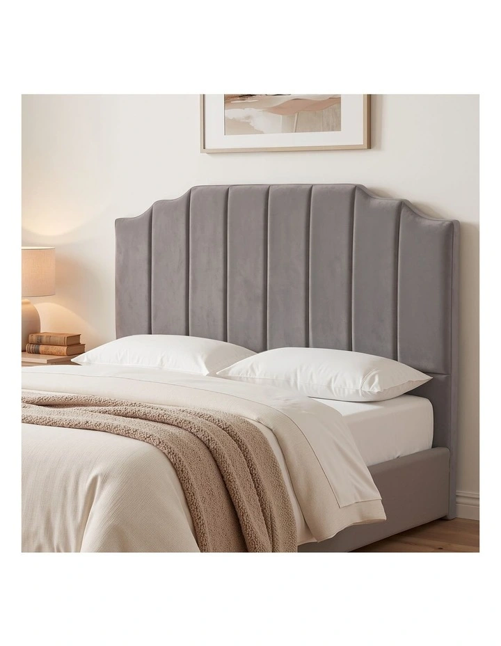 Artiss Bed Head Headboard Queen Velvet 153CM - Grey image 3