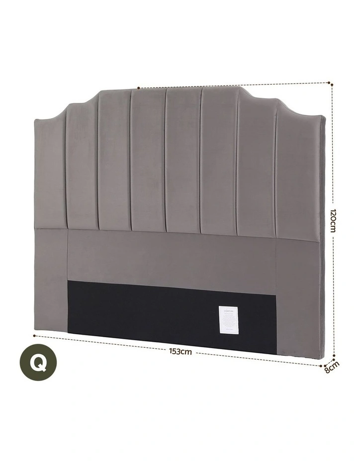 Artiss Bed Head Headboard Queen Velvet 153CM - Grey image 4