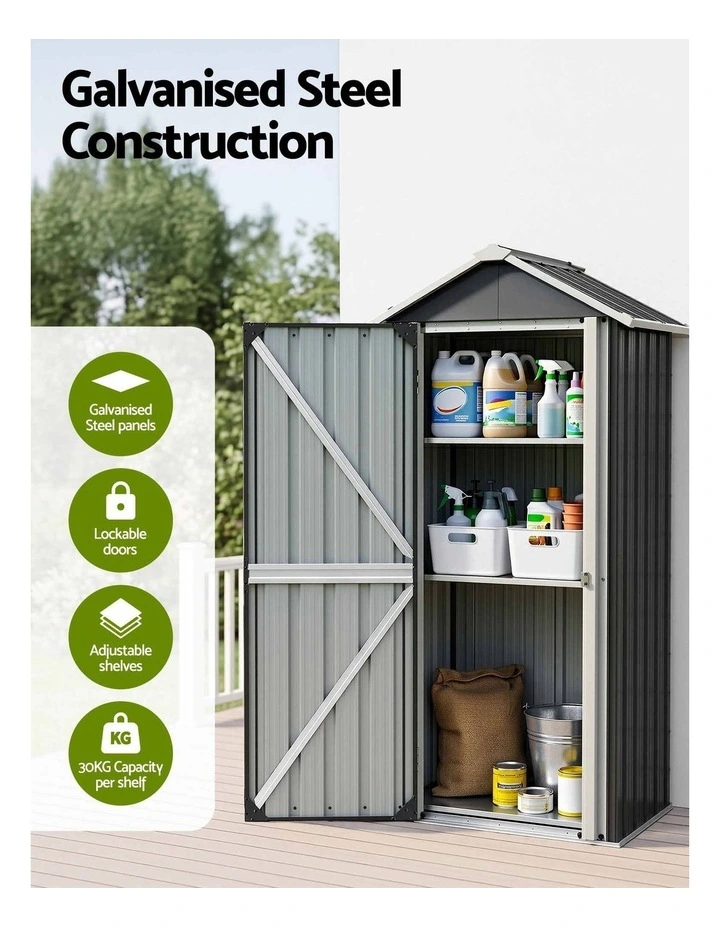 Gardeon Outdoor Storage Cabinet Garden Shed Steel Tool Lockable Cupboard Adjustable Shelves image 4