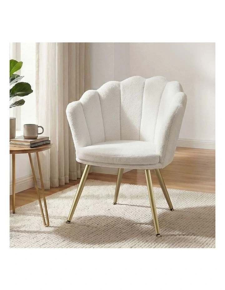 Artiss Armchair Teddy Fleece White Callista image 3