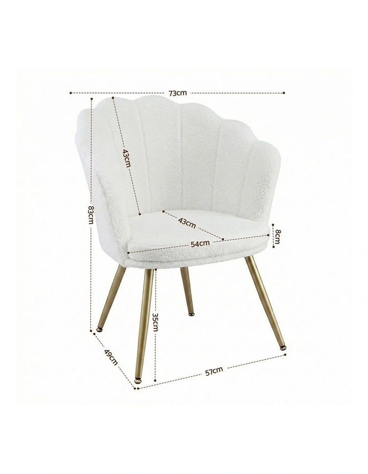 Artiss Armchair Teddy Fleece White Callista image 4