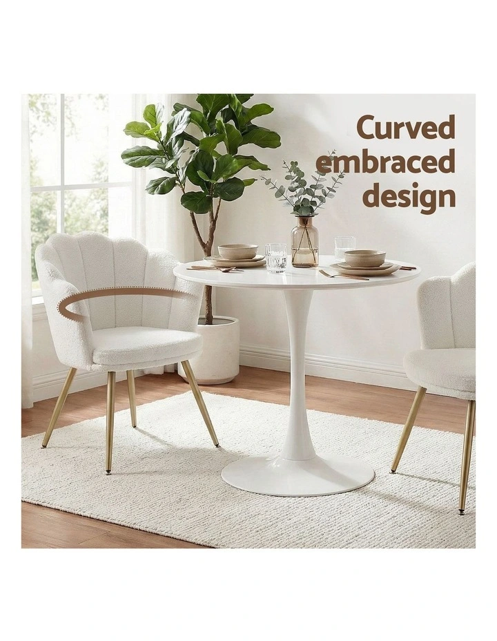 Artiss Armchair Teddy Fleece White Callista image 5