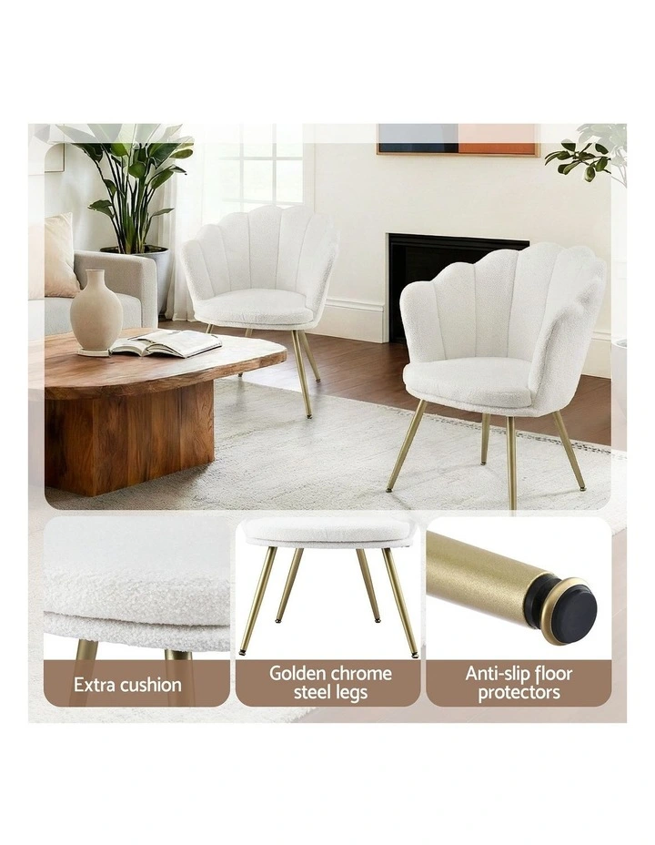 Artiss Armchair Teddy Fleece White Callista image 6