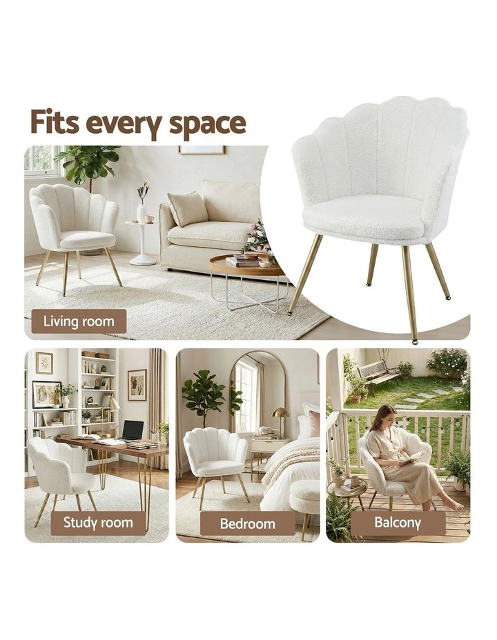Artiss Armchair Teddy Fleece White Callista image 7