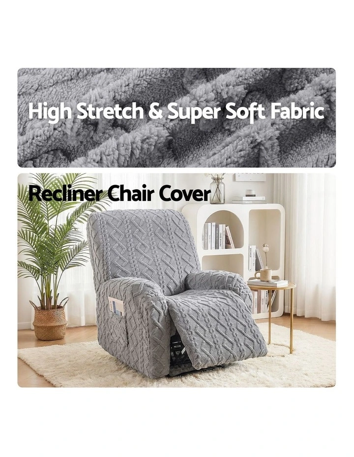 Artiss Recliner Chair Covers with Storage Side Pockets Grey image 5