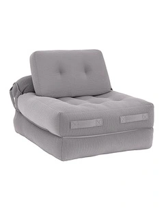 Artiss 1 Seater Corduroy Convertible Sofa Bed Pull Out Boneless Couch Grey