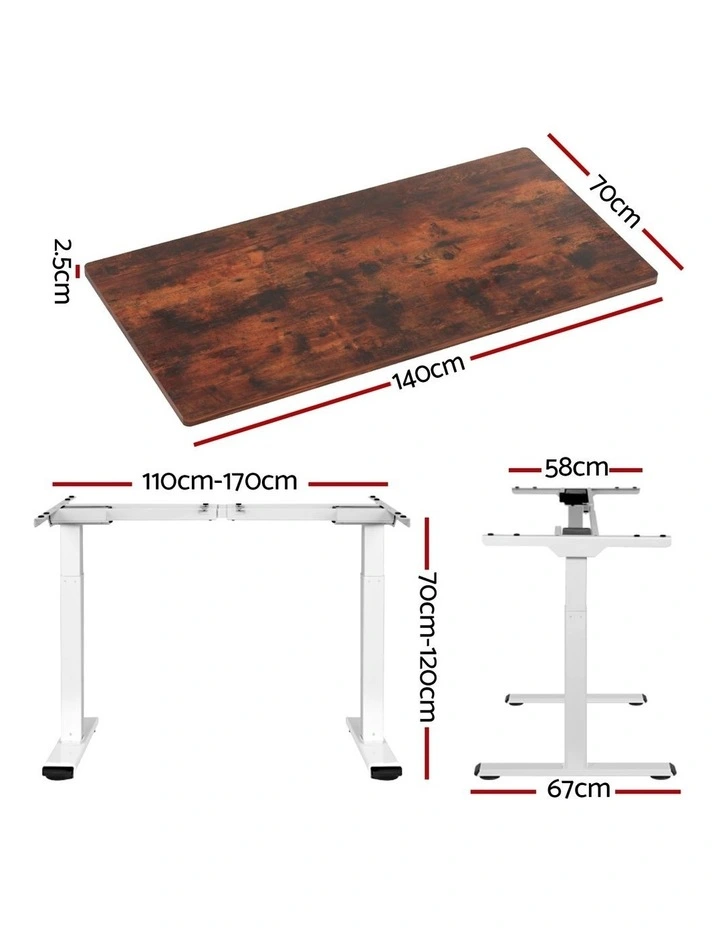 Artiss Standing Desk Motorised Dual Motor 140CM Rustic Brwon image 4