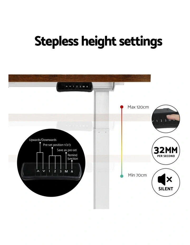 Artiss Standing Desk Motorised Dual Motor 140CM Rustic Brwon image 6