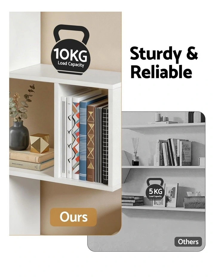 Artiss Floating Wall Shelf Bookshelf 3-Tier Display Storage Organiser White image 7