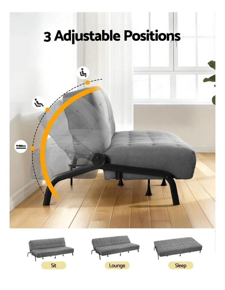 Artiss 1.9m 3-Seater Sofa Bed Innerspring Adjustable Couch Grey image 6