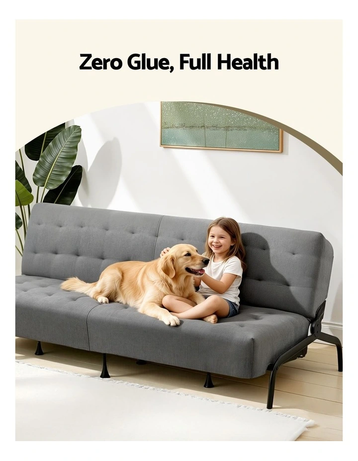 Artiss 1.9m 3-Seater Sofa Bed Innerspring Adjustable Couch Grey image 7