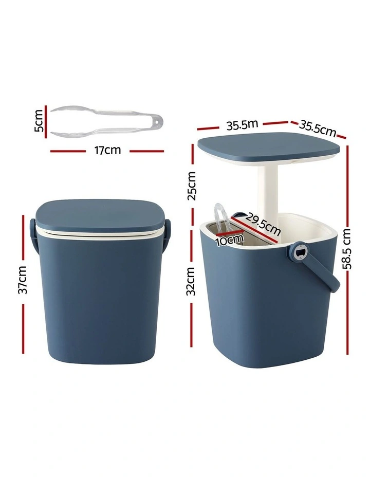 Gardeon 2-in-1 Outdoor Bar Table Portable Ice Bucket Cooler 15L Tong Blue image 2