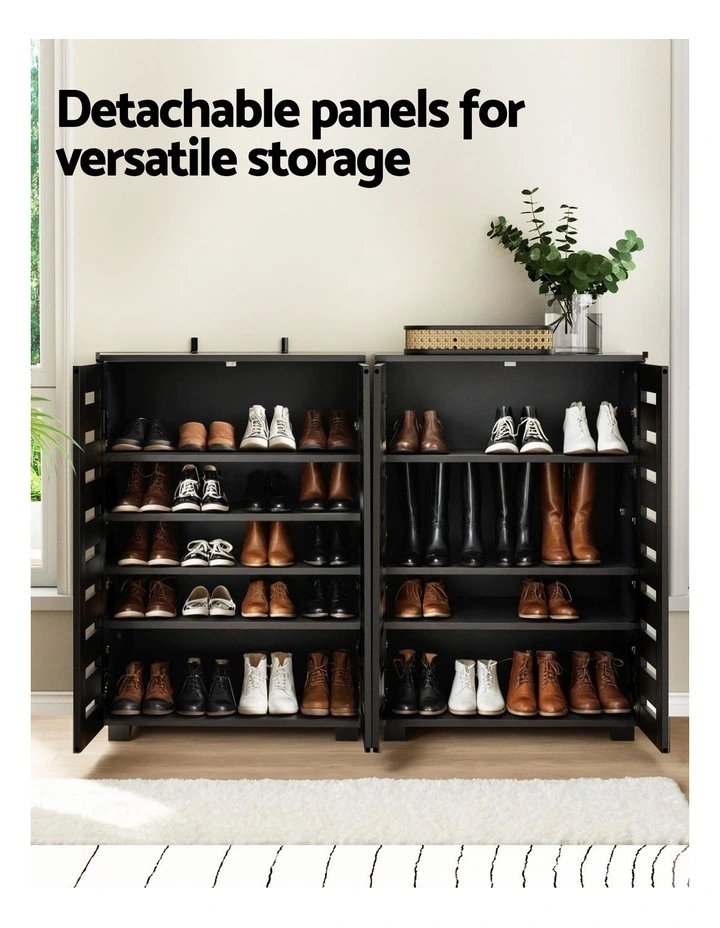 Artiss Shoe Rack Cabinet & Console Table Set Storage Shelf Black image 6
