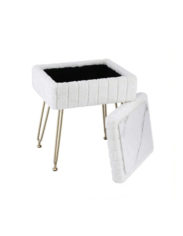Artiss Storage Ottoman Vanity Foot Stool White image 1