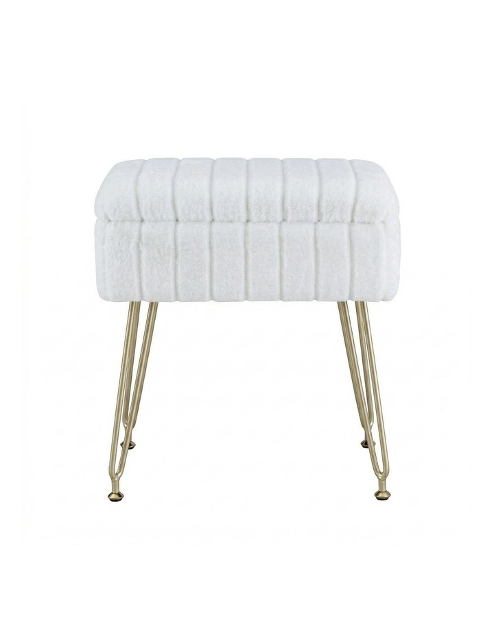 Artiss Storage Ottoman Vanity Foot Stool White image 2