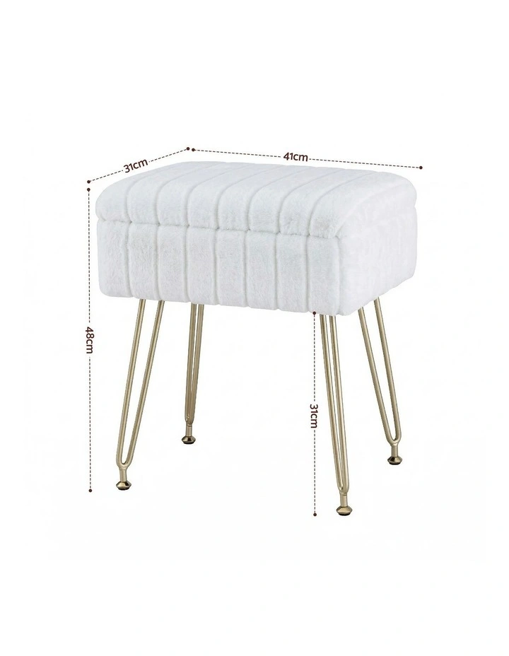 Artiss Storage Ottoman Vanity Foot Stool White image 4