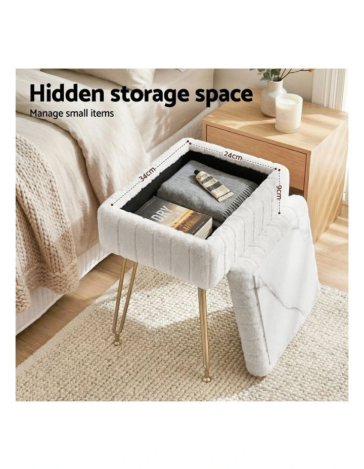 Artiss Storage Ottoman Vanity Foot Stool White image 6