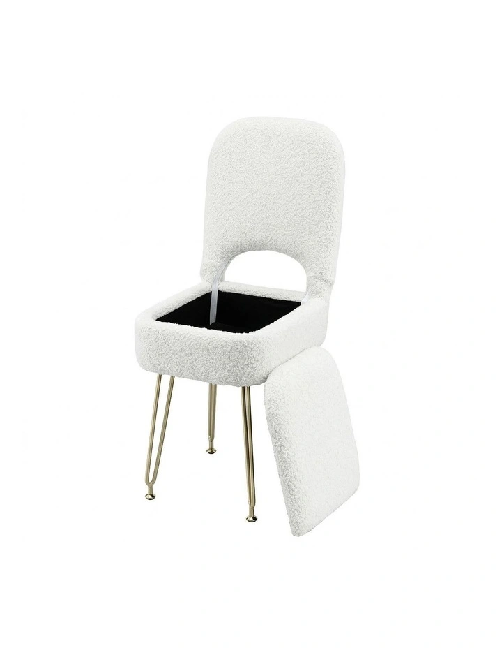 Artiss Storage Ottoman Vanity Stool Foot Stool Folding Back White image 1